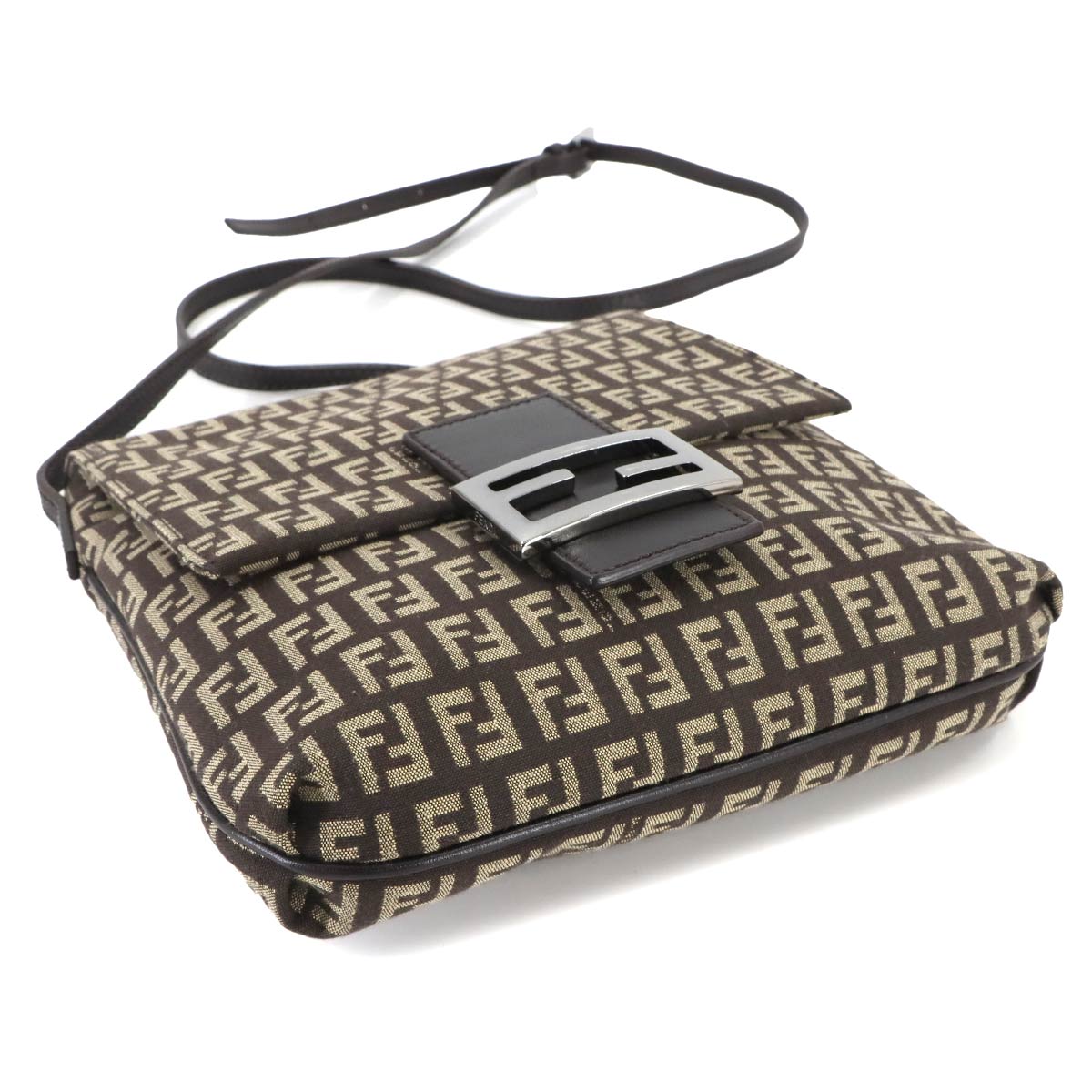 Zucchino Shoulder Bag Canvas Leather Brown 8BT075