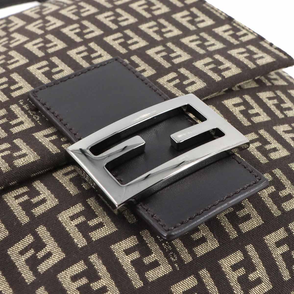 Zucchino Shoulder Bag Canvas Leather Brown 8BT075