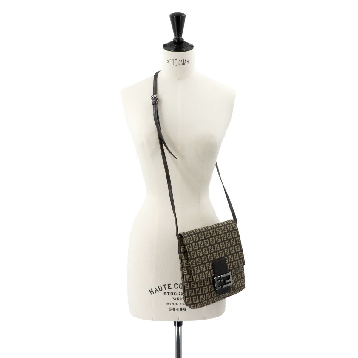 Zucchino Shoulder Bag Canvas Leather Brown 8BT075