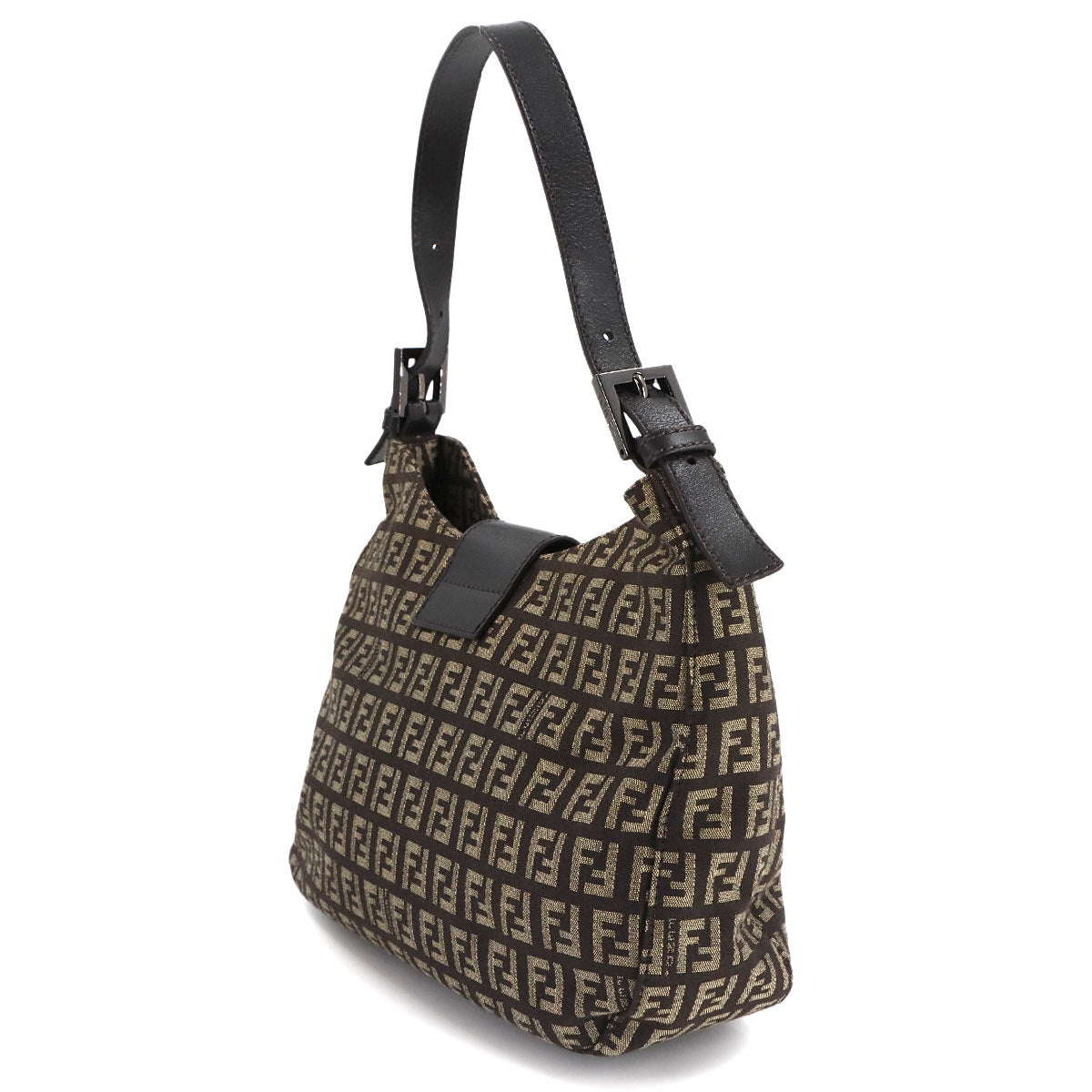 Zucchino Shoulder Bag Canvas Leather Brown Beige 8BR036 Purse