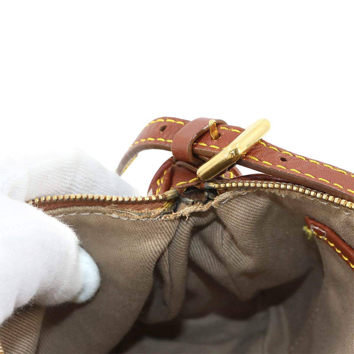 Macadam Hand Bag Canvas Leather Beige Brown Purse Vintage