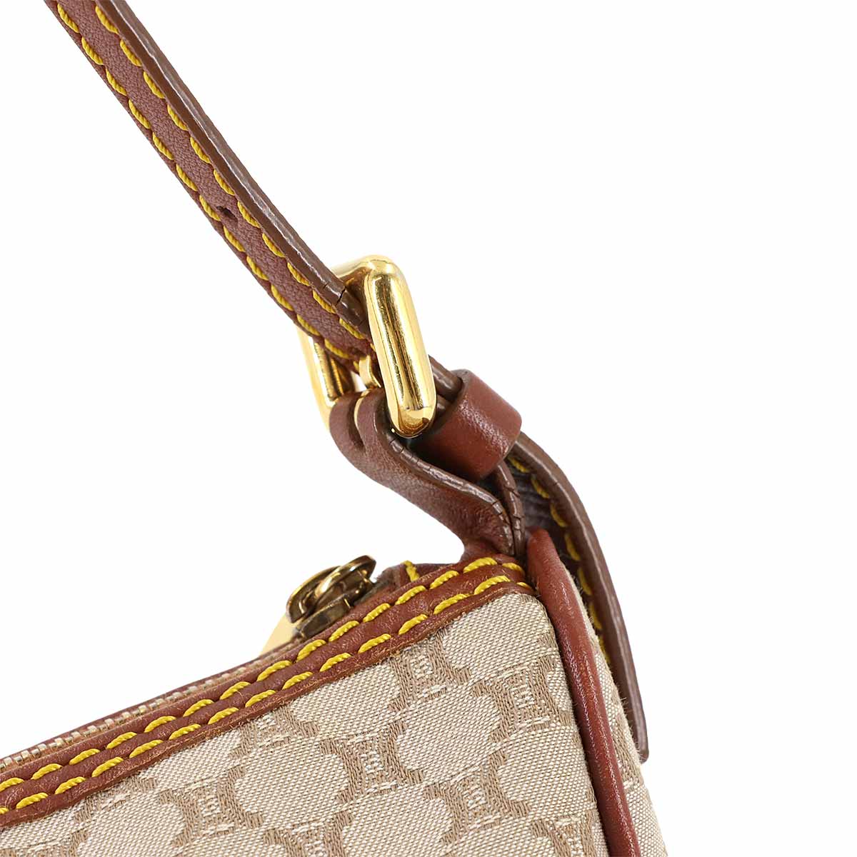 Macadam Hand Bag Canvas Leather Beige Brown Purse Vintage