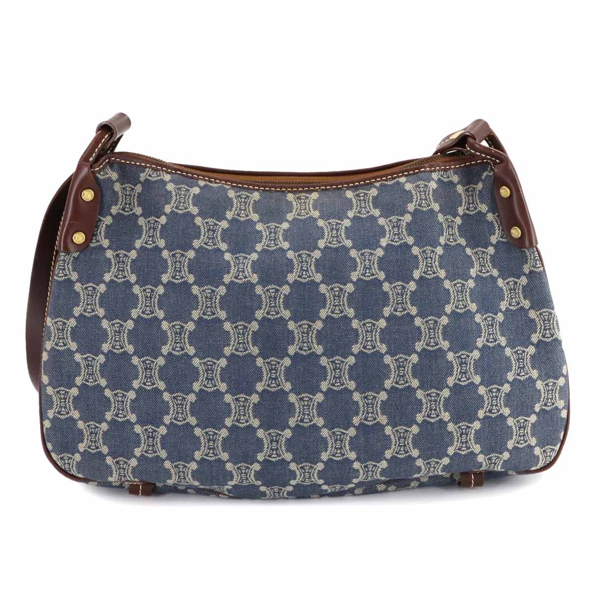 Macadam Shoulder Bag Denim Leather Blue Brown Vintage Purse