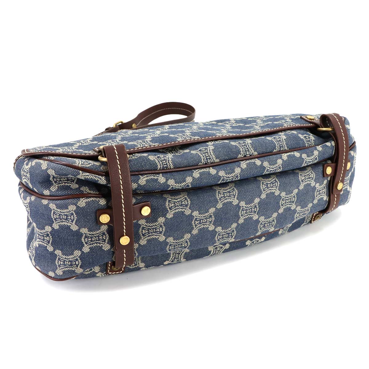 Macadam Shoulder Bag Denim Leather Blue Brown Vintage Purse