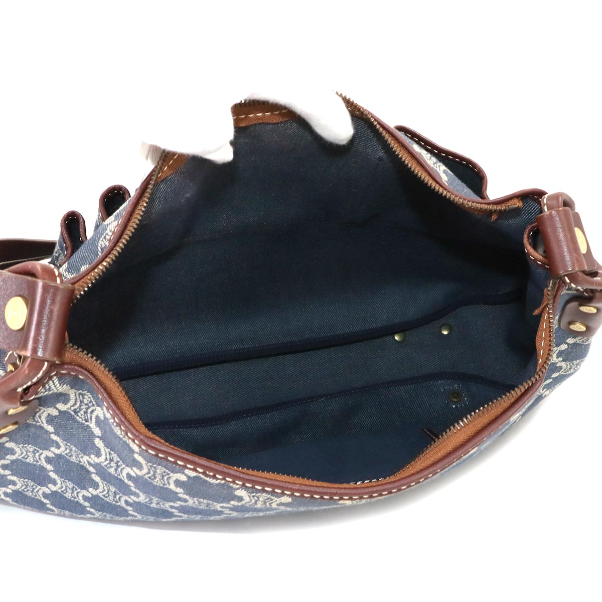 Macadam Shoulder Bag Denim Leather Blue Brown Vintage Purse