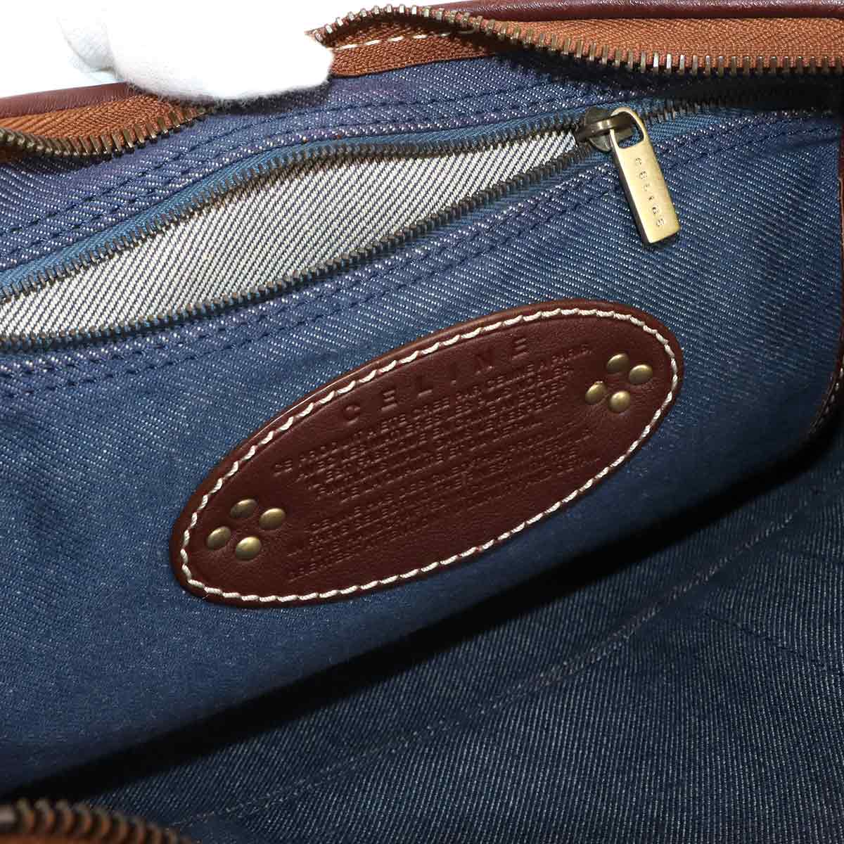 Macadam Shoulder Bag Denim Leather Blue Brown Vintage Purse