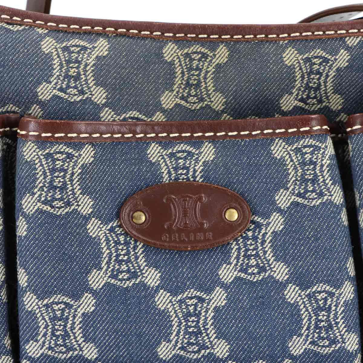 Macadam Shoulder Bag Denim Leather Blue Brown Vintage Purse