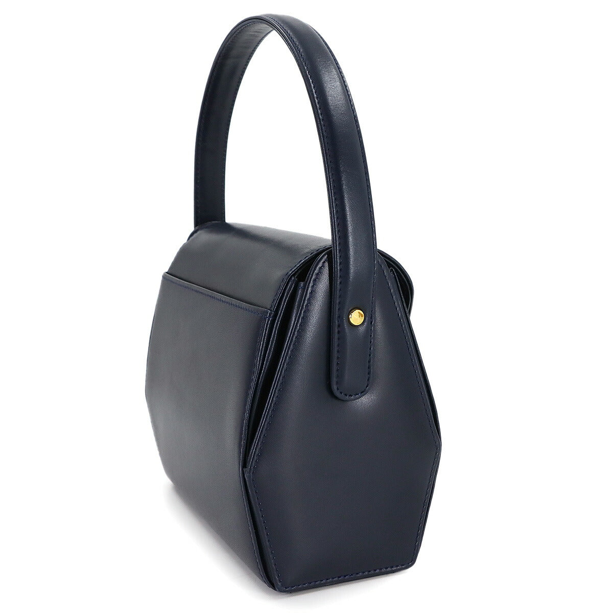 Hand Bag Leather Navy Purse