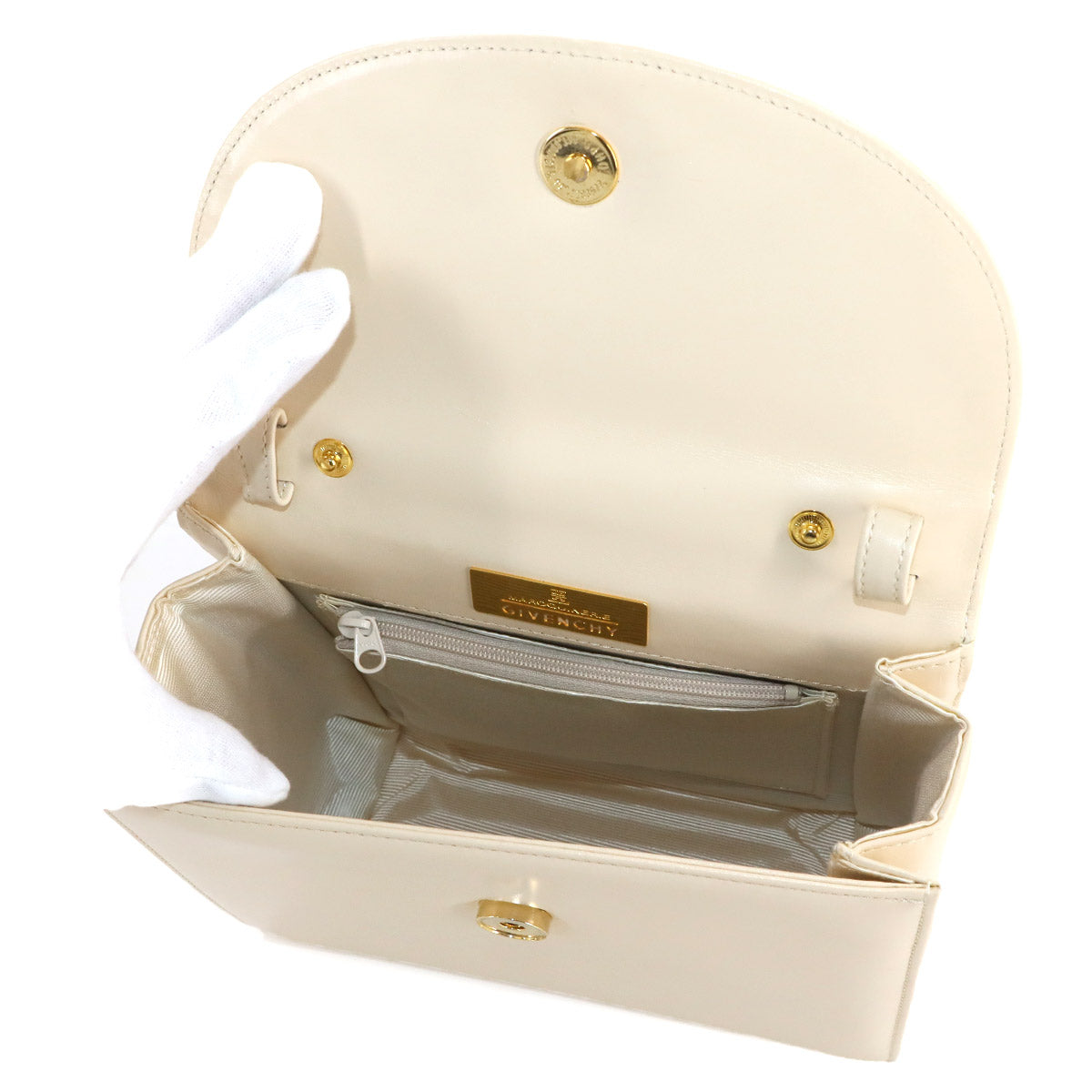 2way Hand Shoulder Bag Leather White Purse