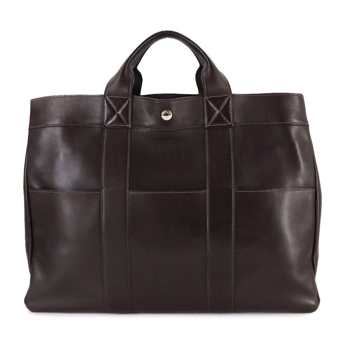 All Leather Fourre Tout MM Tote Bag Evercalf Dark brown Purse