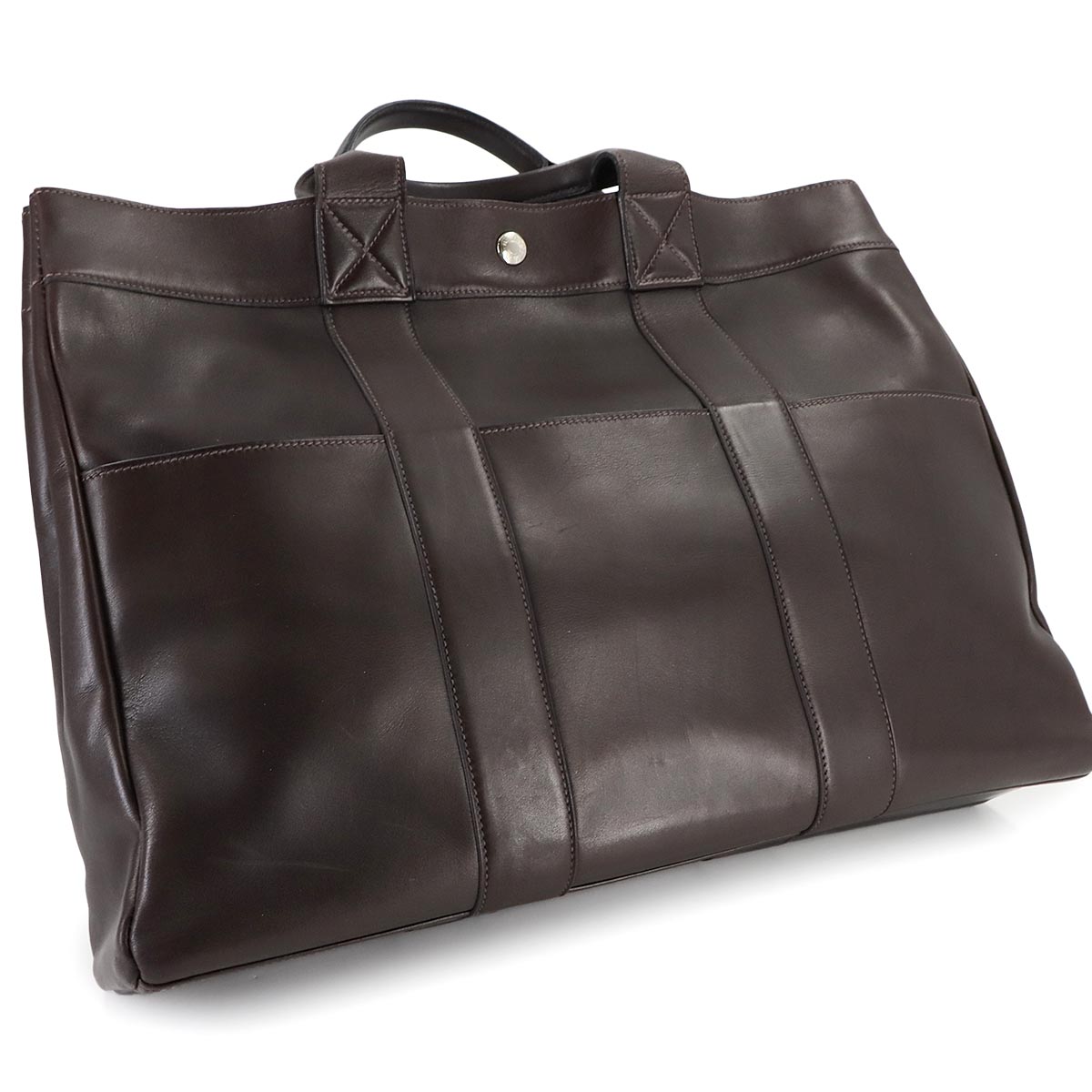 All Leather Fourre Tout MM Tote Bag Evercalf Dark brown Purse