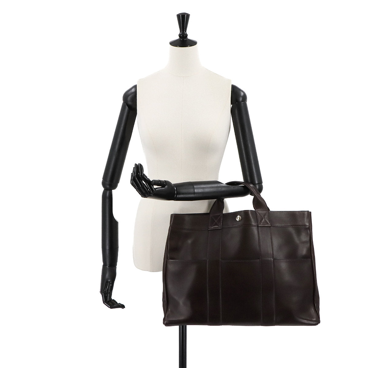 All Leather Fourre Tout MM Tote Bag Evercalf Dark brown Purse