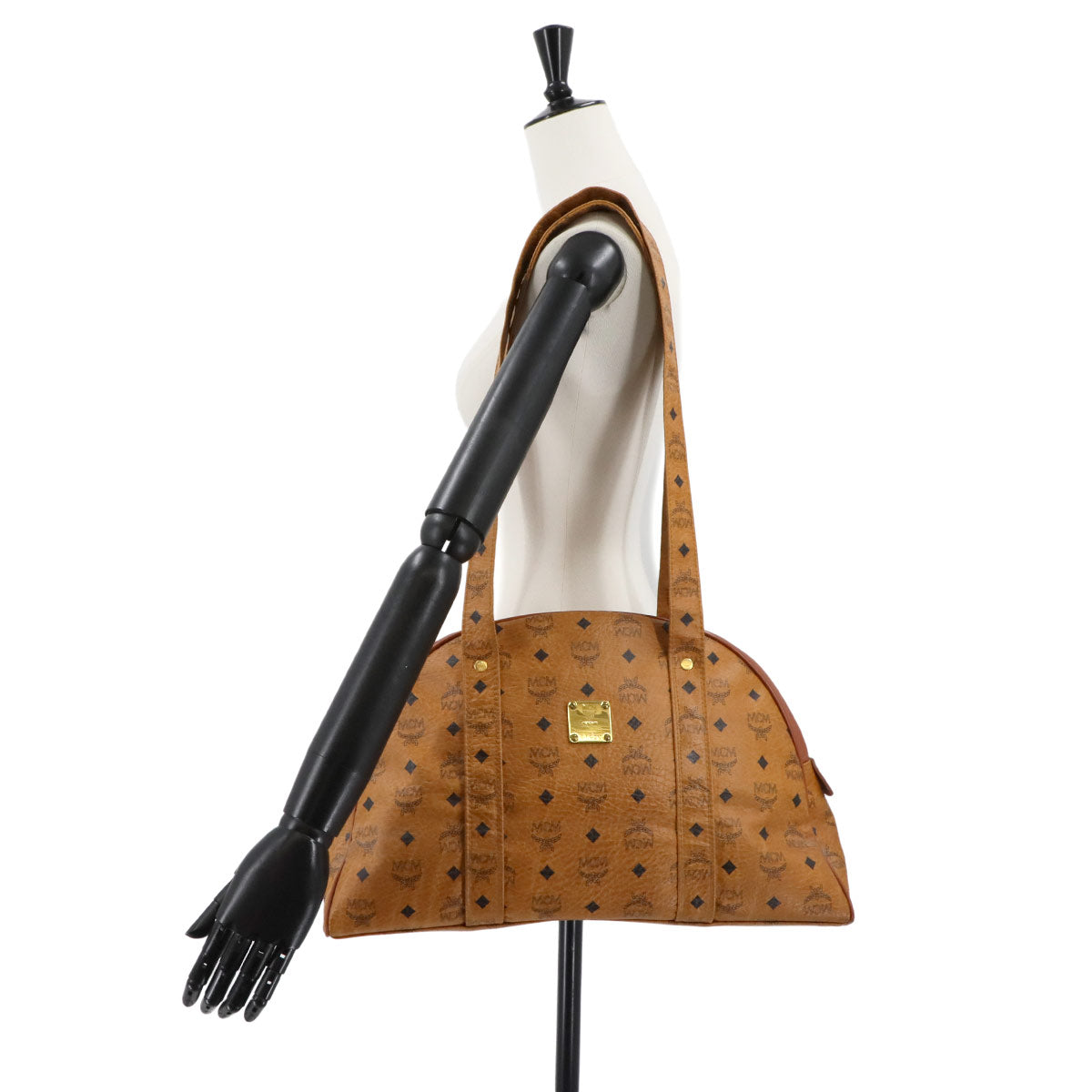 Visetos Monogram Shoulder Bag PVC Leather Brown Purse