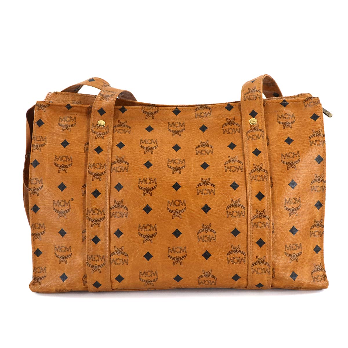 Visetos Logogram Tote Bag Leather Brown Logos Purse