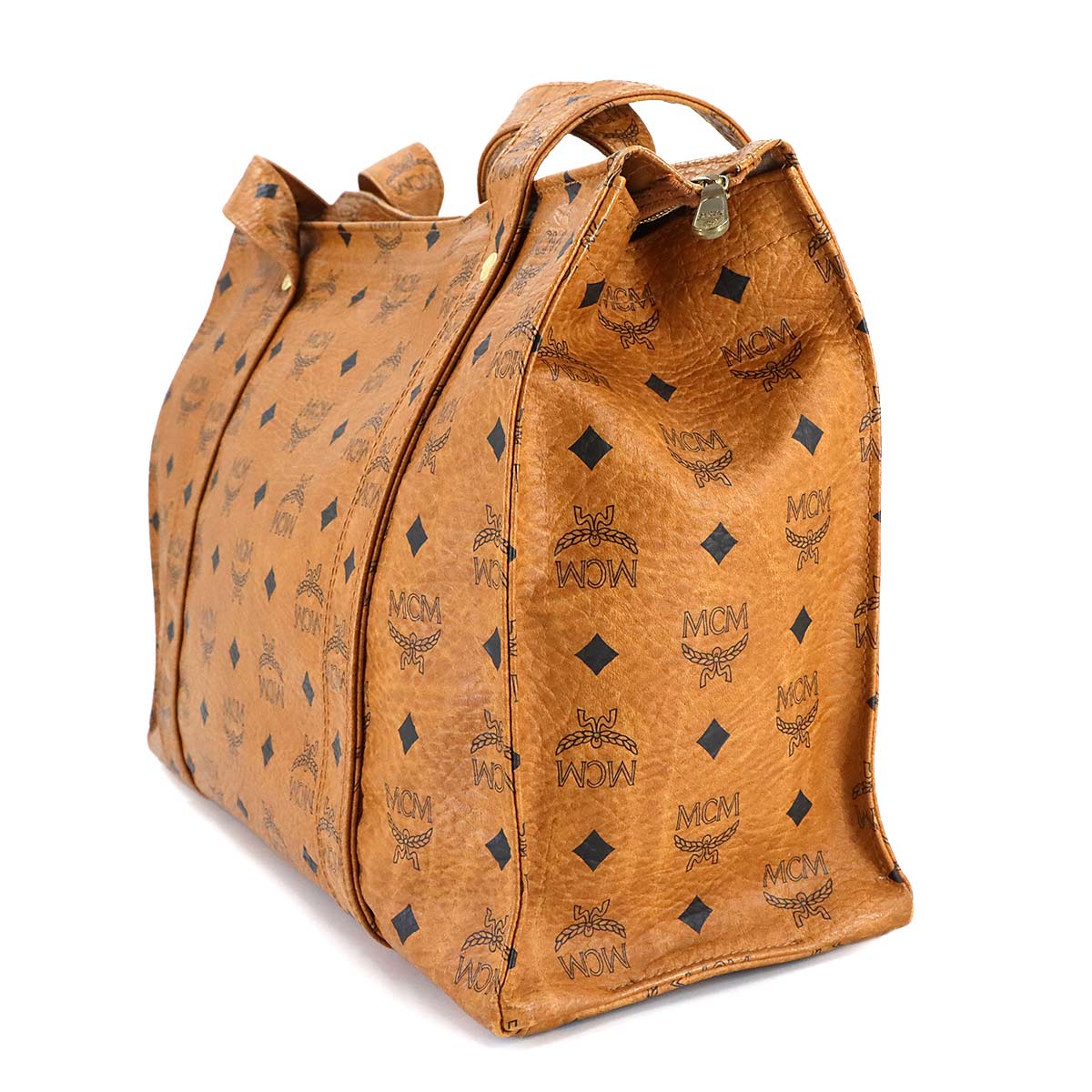 Visetos Logogram Tote Bag Leather Brown Logos Purse