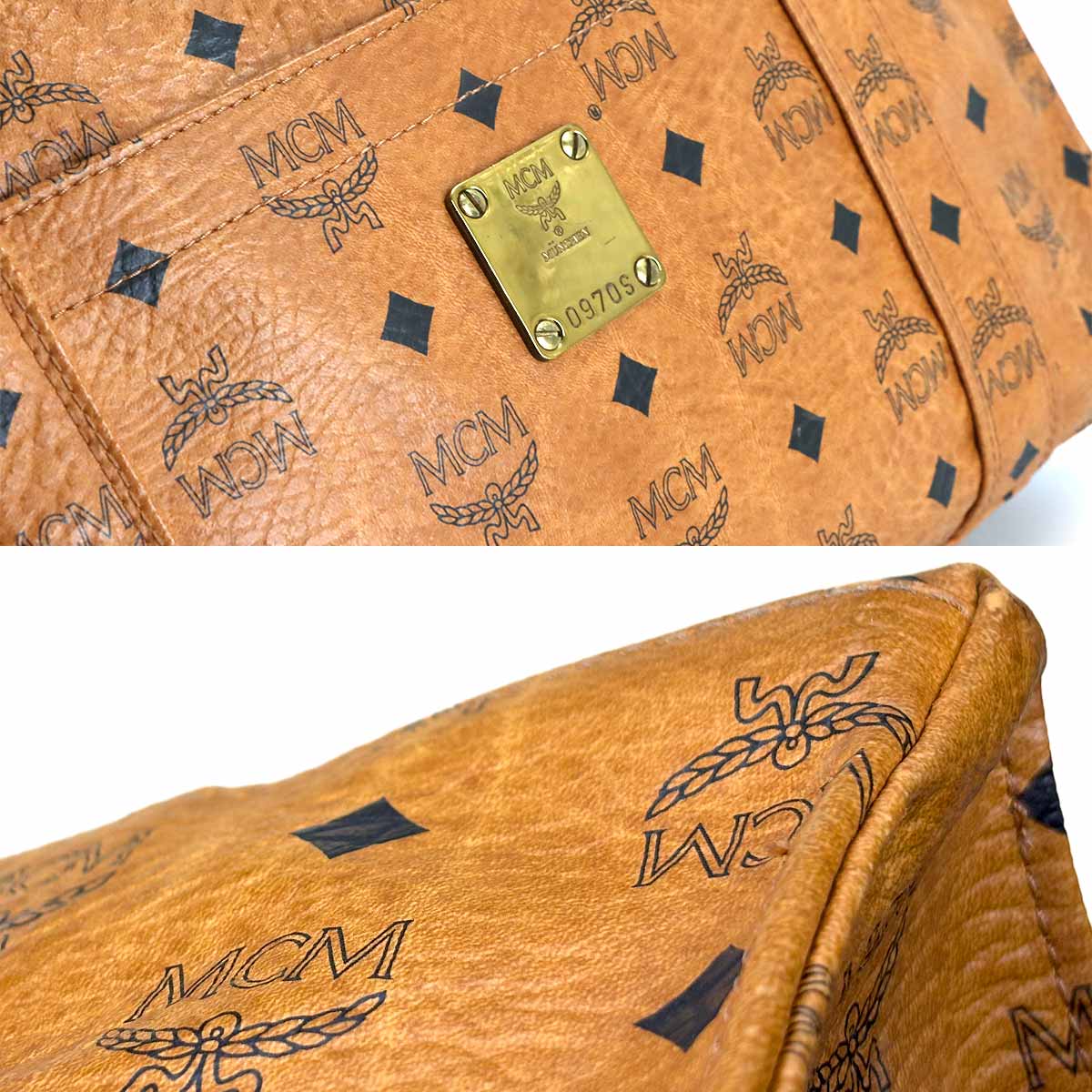 Visetos Logogram Tote Bag Leather Brown Logos Purse