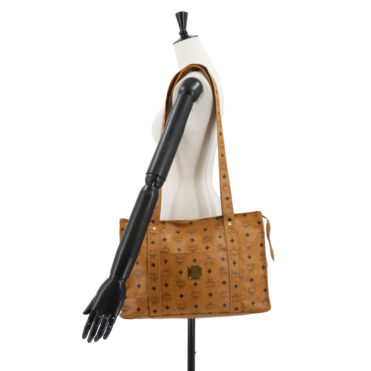 Visetos Logogram Tote Bag Leather Brown Logos Purse