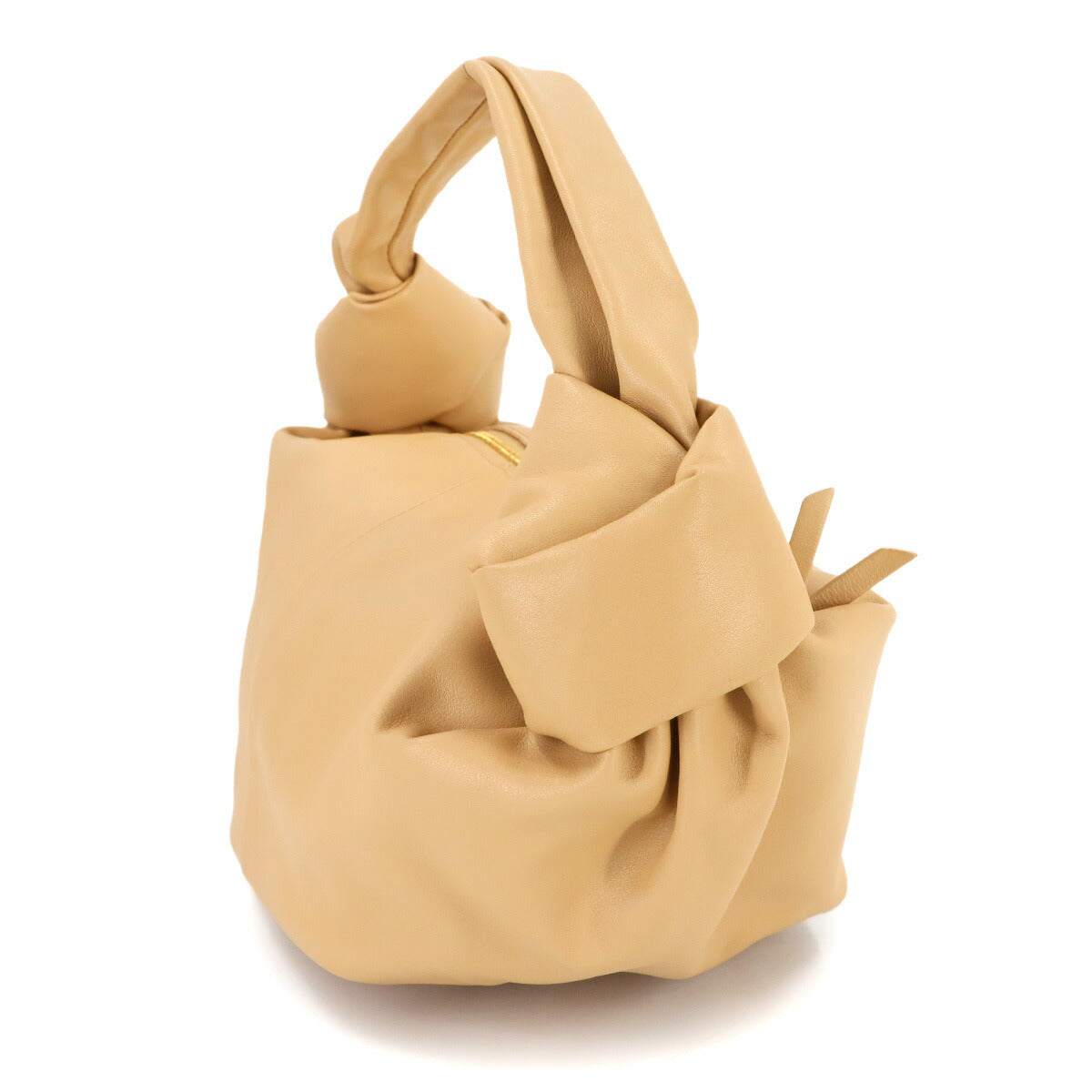 Double Knot Hand Bag Leather Beige 629635 Purse