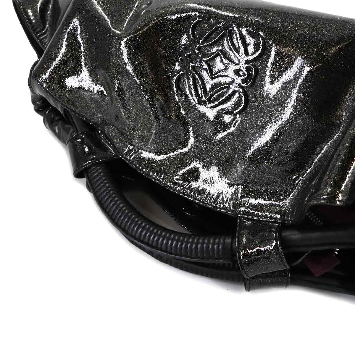 Nappa Aire Hand Bag Enamel Black Glitter Purse