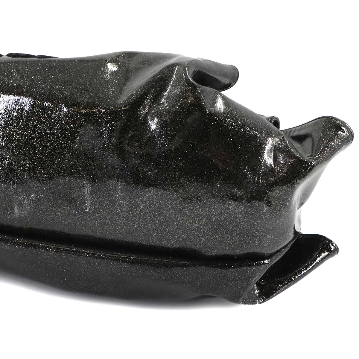 Nappa Aire Hand Bag Enamel Black Glitter Purse