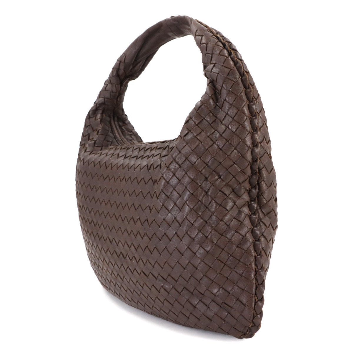 Intrecciato Hobo Shoulder Bag Leather Brown 115653