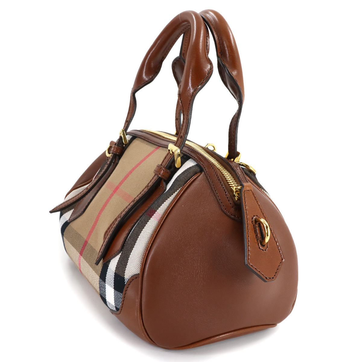 Plaid Hand Shoulder Bag Leather Brown 3887184 House Check
