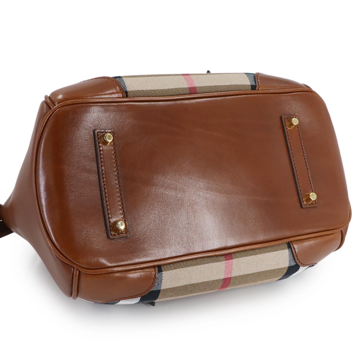 Plaid Hand Shoulder Bag Leather Brown 3887184 House Check