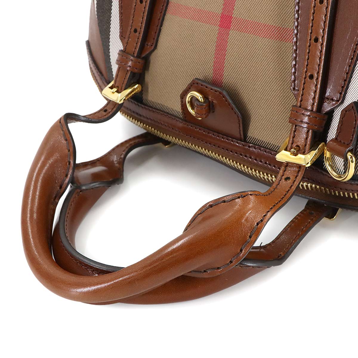 Plaid Hand Shoulder Bag Leather Brown 3887184 House Check