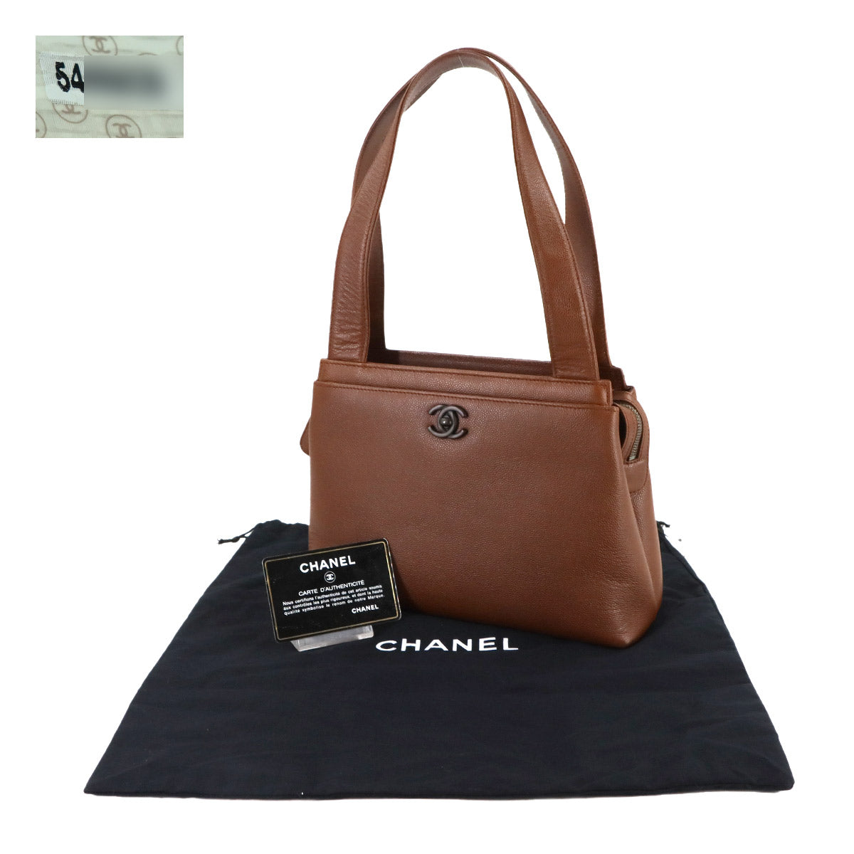 Tote Bag Leather Brown Coco Logos Vintage Purse