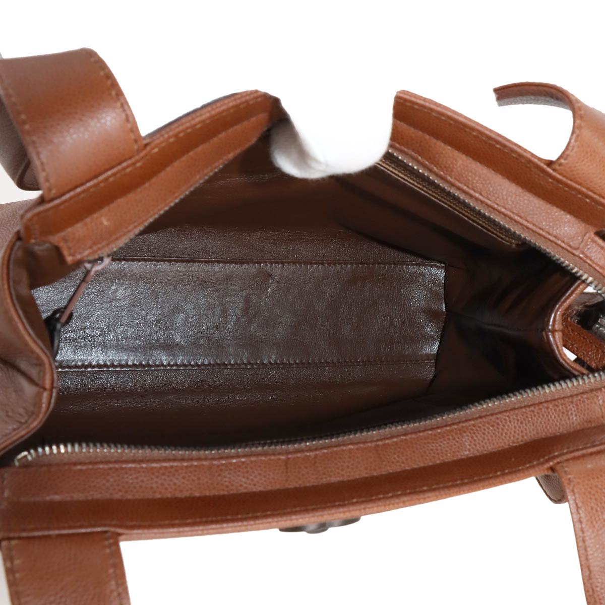 Tote Bag Leather Brown Coco Logos Vintage Purse