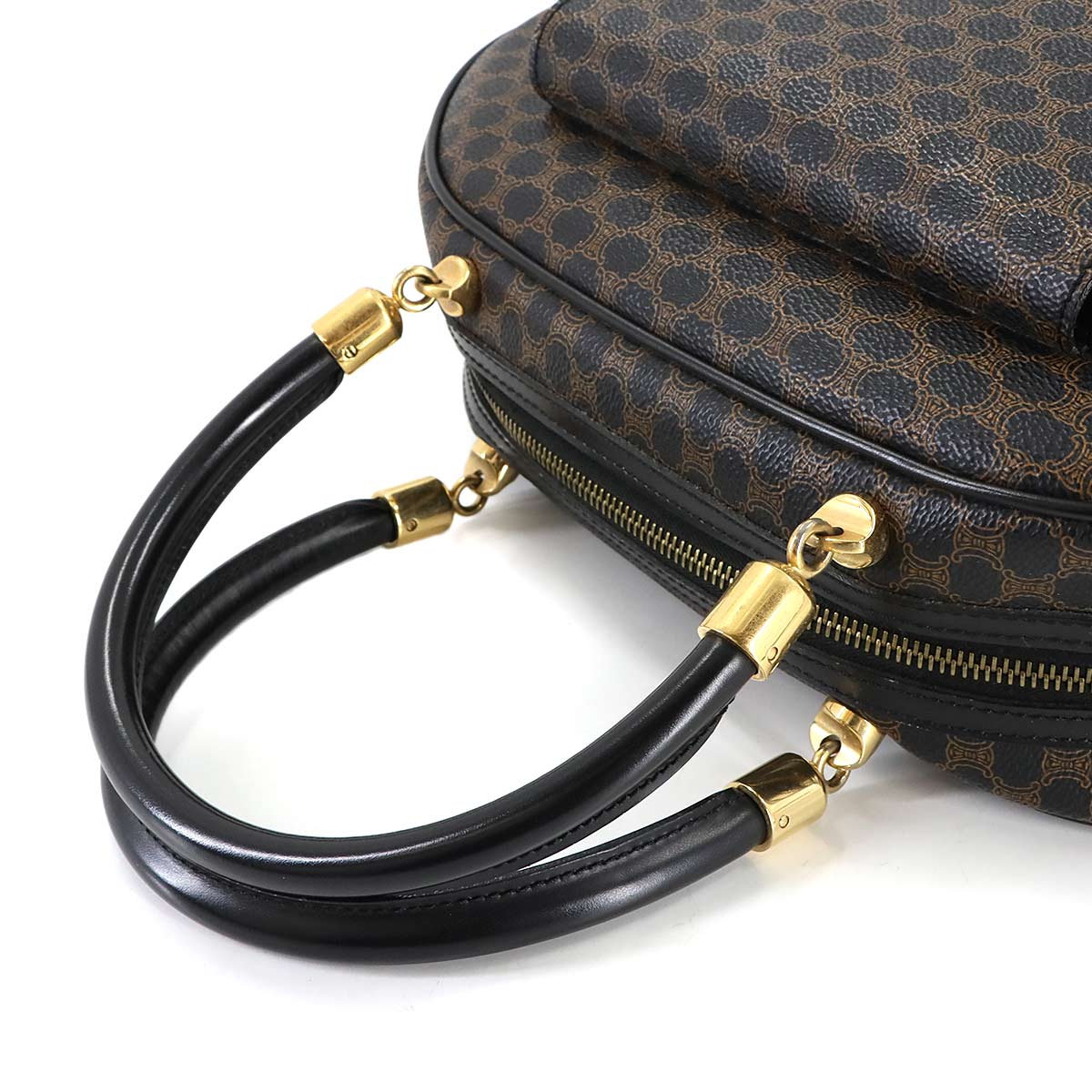 Macadam Hand Bag PVC Leather Black Brown Purse