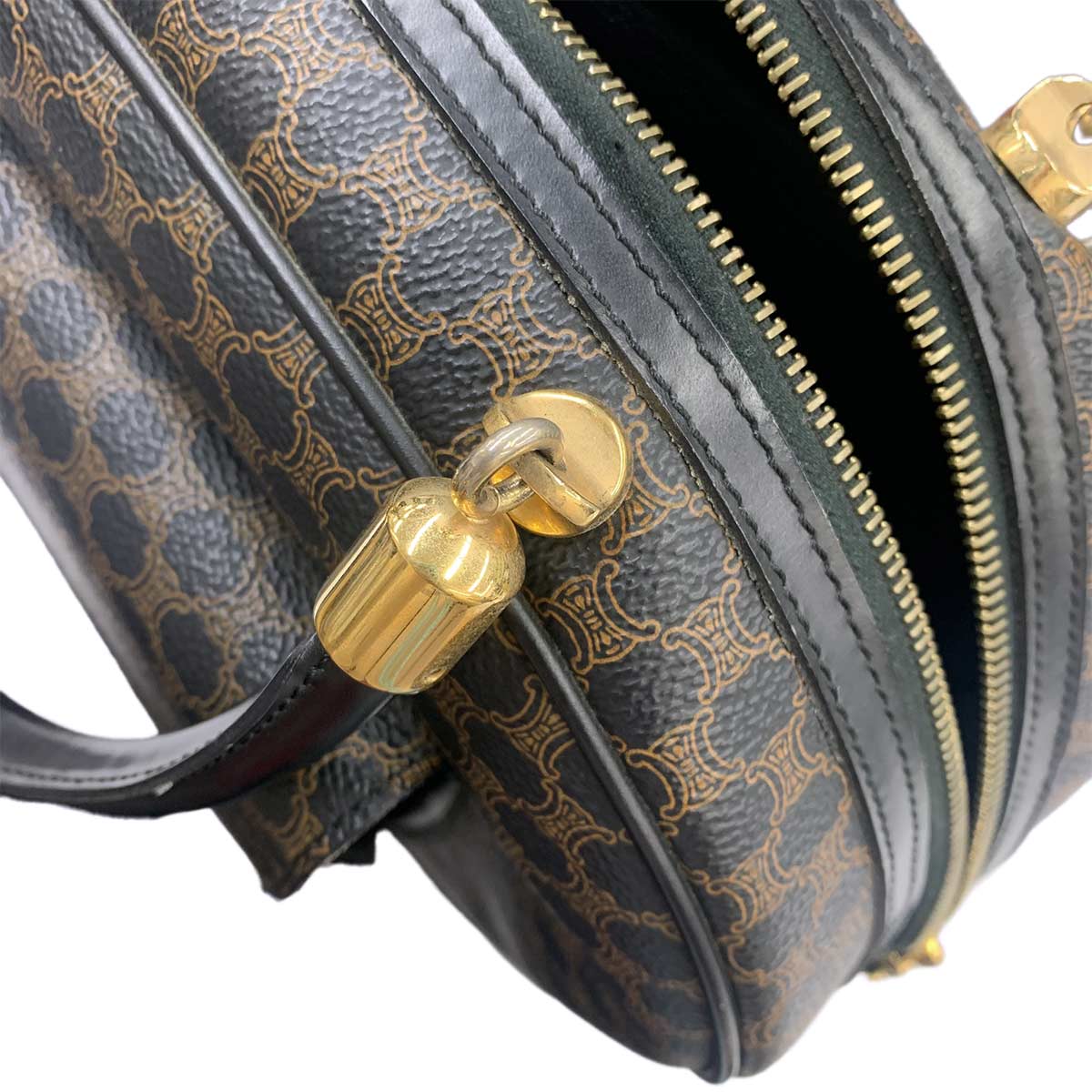 Macadam Hand Bag PVC Leather Black Brown Purse