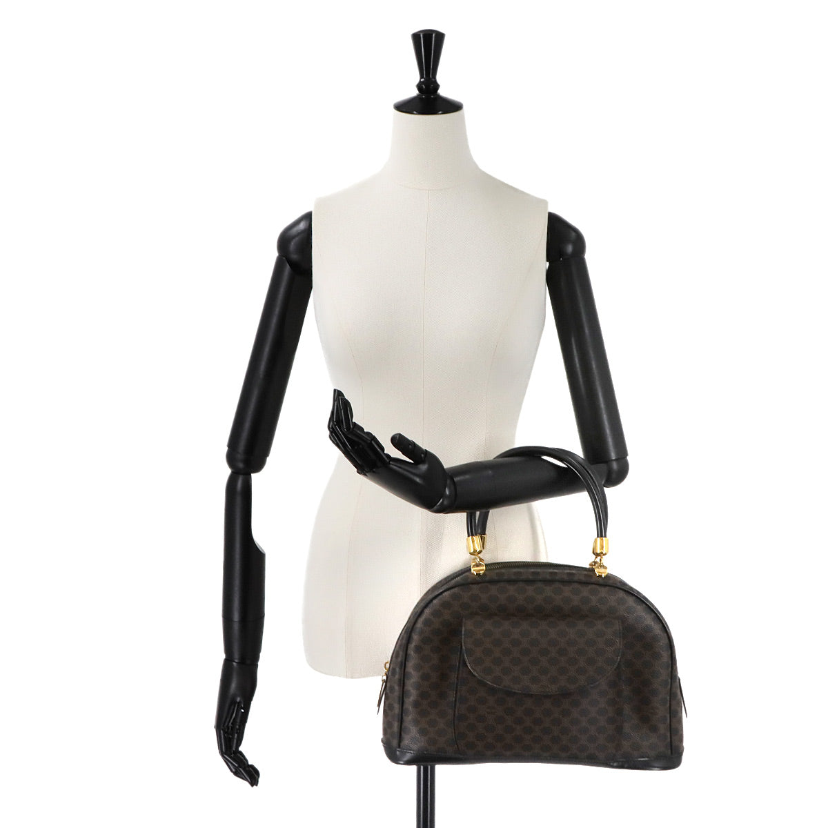 Macadam Hand Bag PVC Leather Black Brown Purse