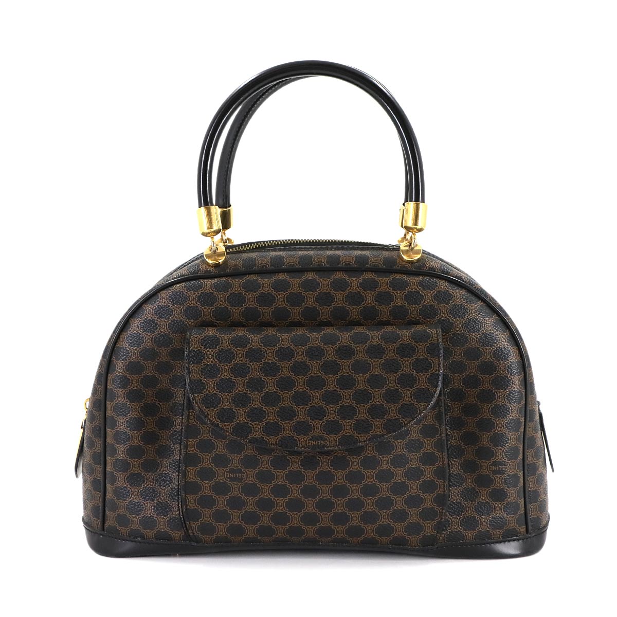 Macadam Hand Bag PVC Leather Black Brown Purse