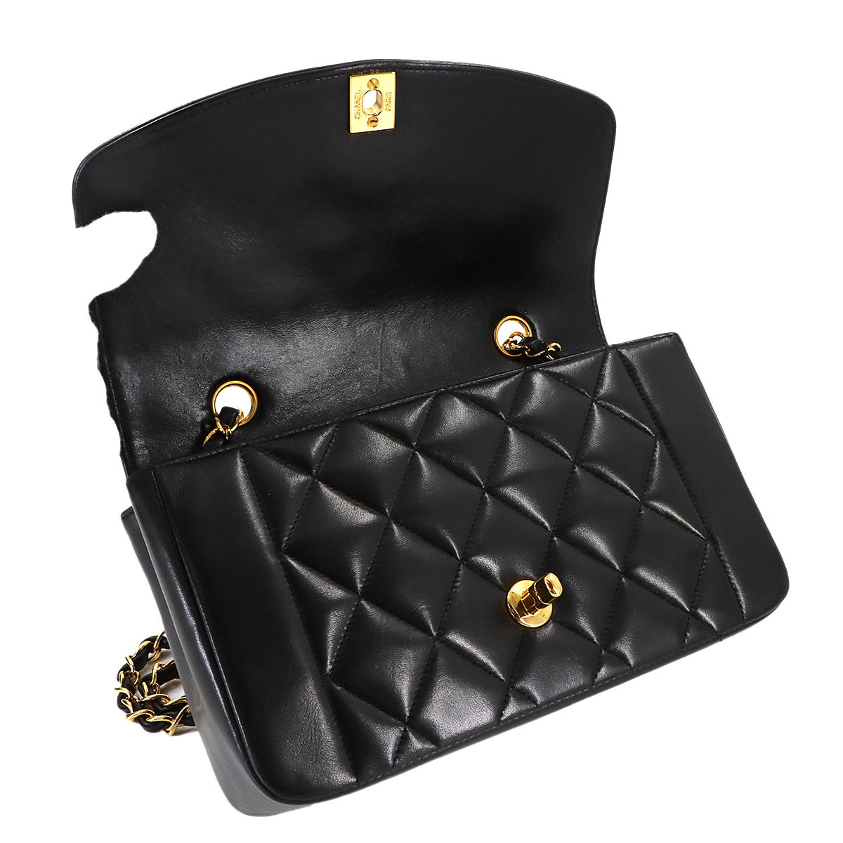 Diana Matelasse 22 Chain Shoulder Bag Leather A01164 Vintage