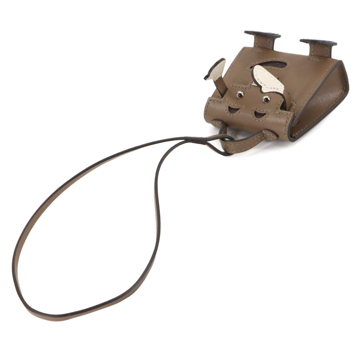 Bijoux de SAC Kelly doll Bag Charm Tadelakt Etoupe Black