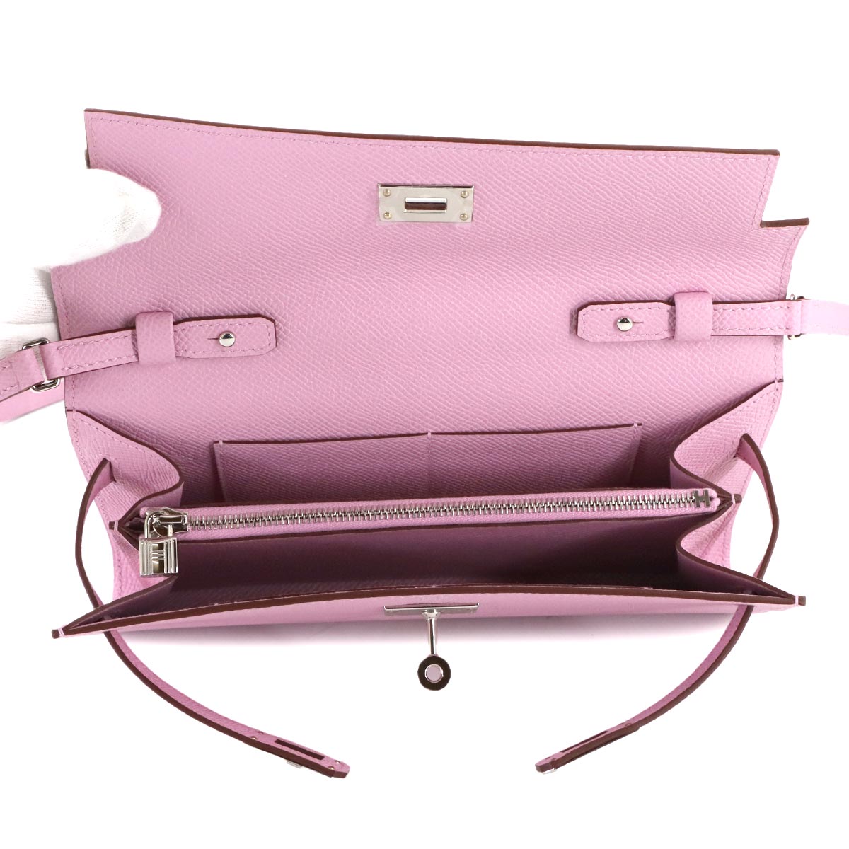 Kelly To Go Shoulder Wallet Epsom Mauve sylvestre Purse