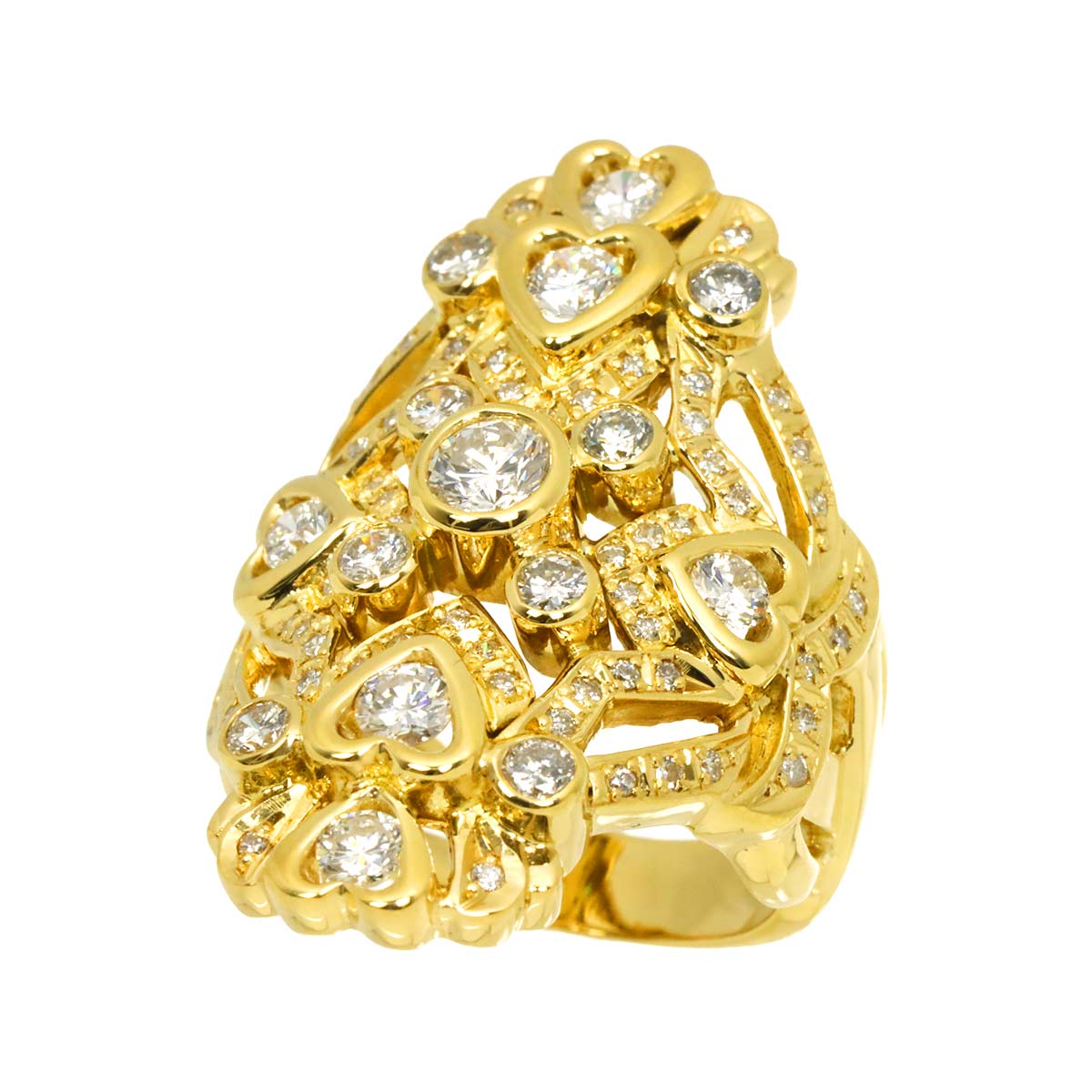 Diamond 1.61ct Ring 18K YG Yellow Gold 750 Size6(US)