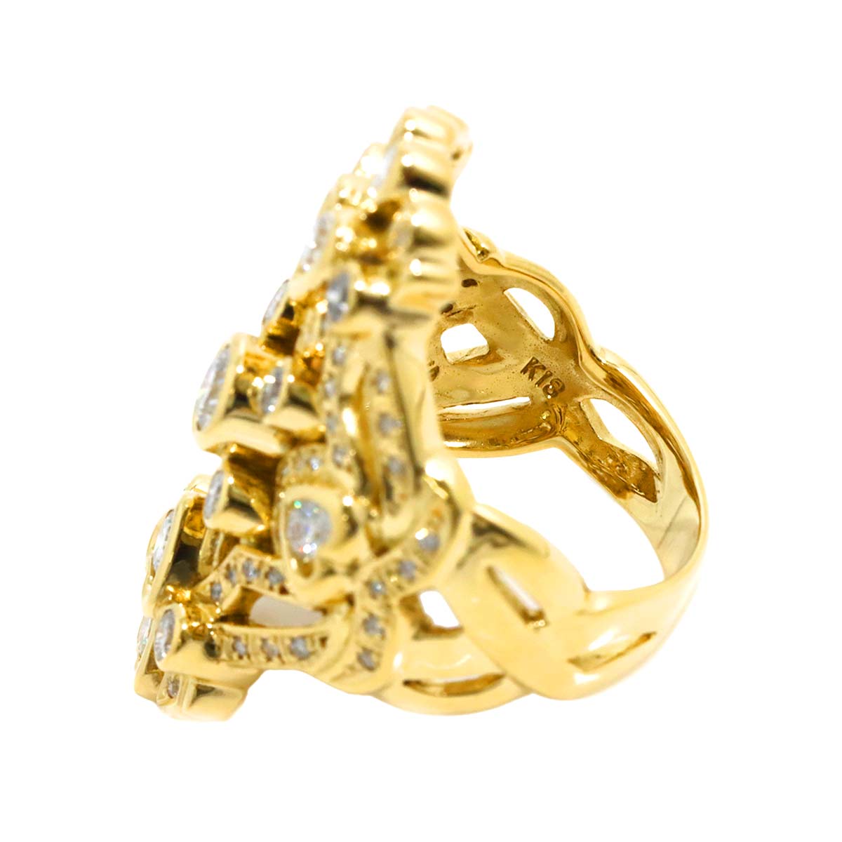 Diamond 1.61ct Ring 18K YG Yellow Gold 750 Size6(US)