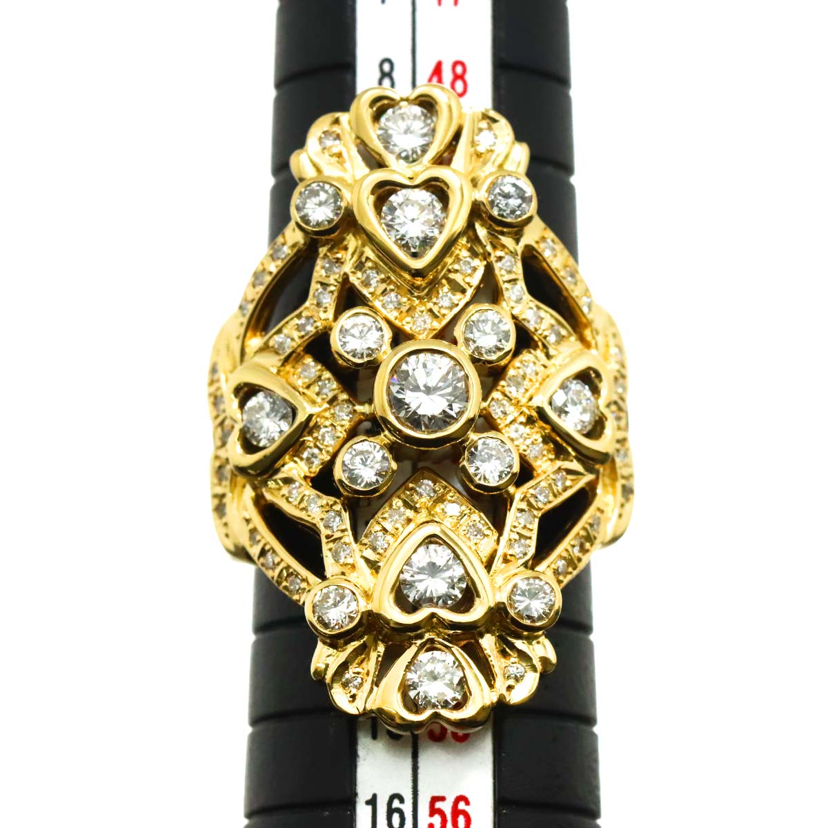 Diamond 1.61ct Ring 18K YG Yellow Gold 750 Size6(US)