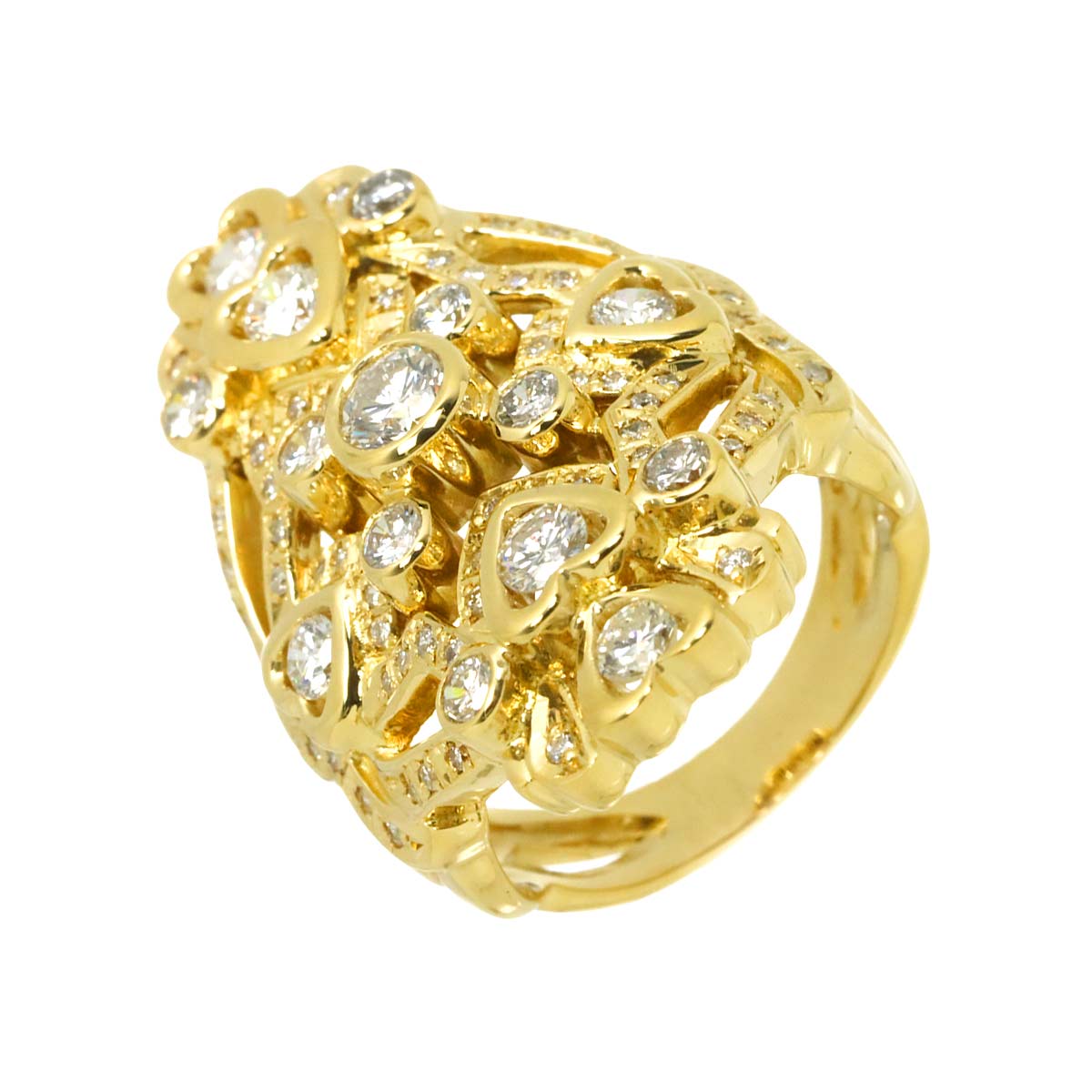 Diamond 1.61ct Ring 18K YG Yellow Gold 750 Size6(US)