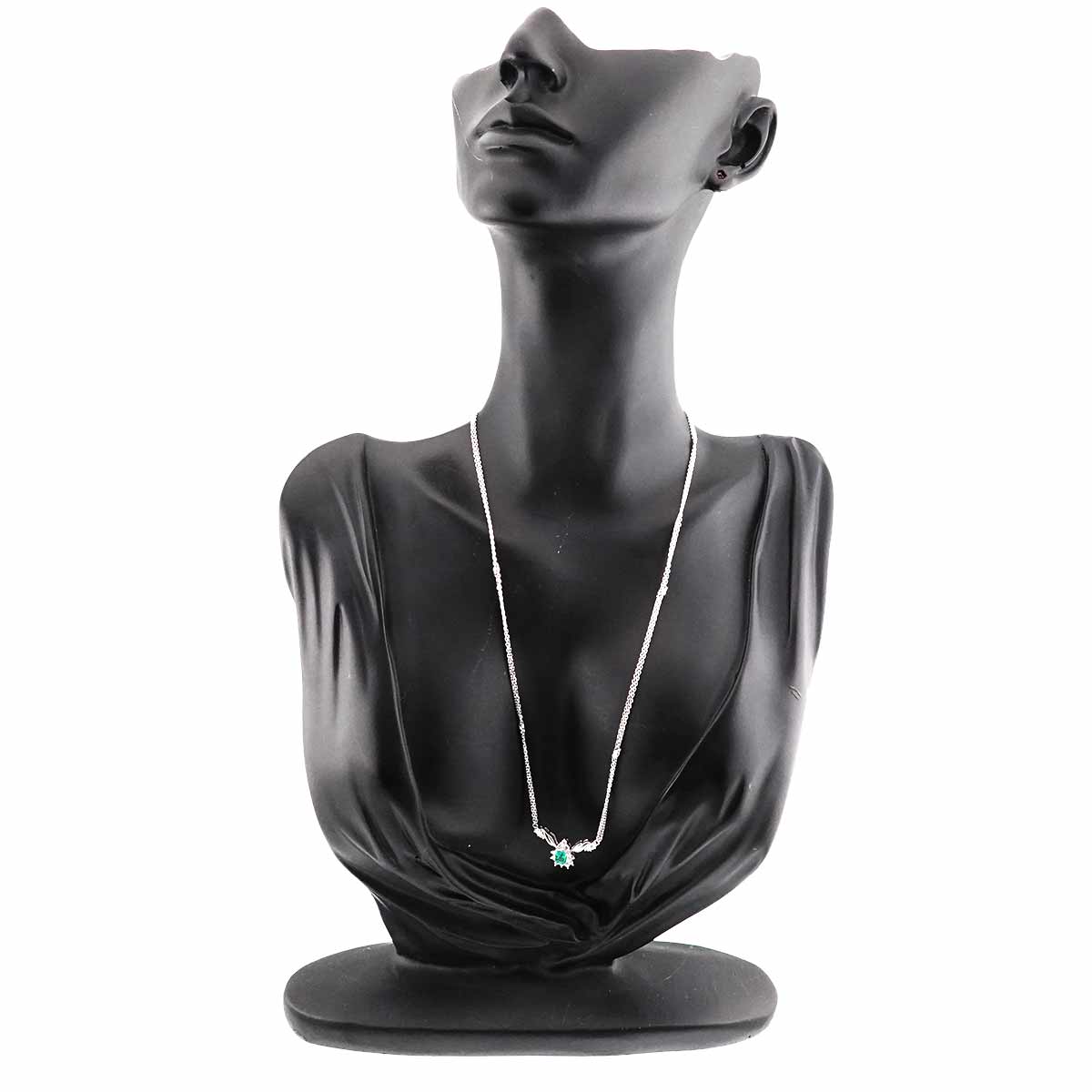 Emerald 0.29ct Diamond 0.28ct Necklace Pt Platinum