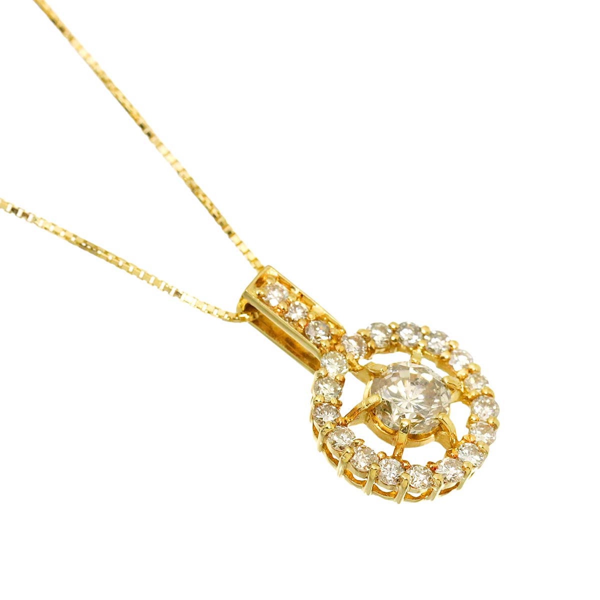 Diamond 0.628ct/0.40ct Necklace 18K YG Yellow Gold 750