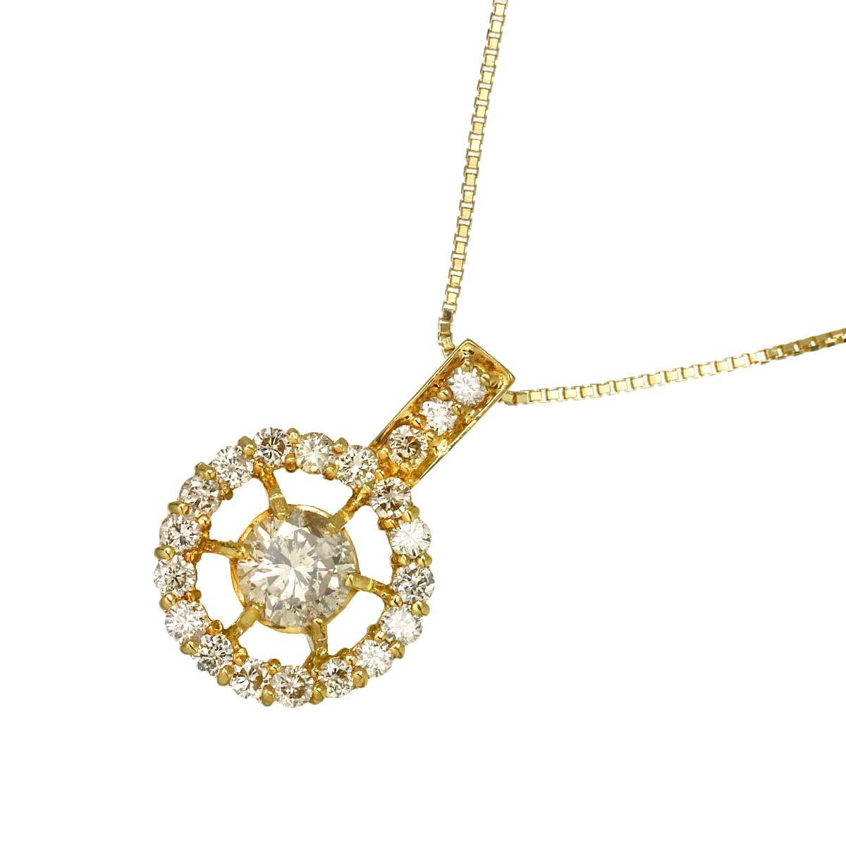 Diamond 0.628ct/0.40ct Necklace 18K YG Yellow Gold 750