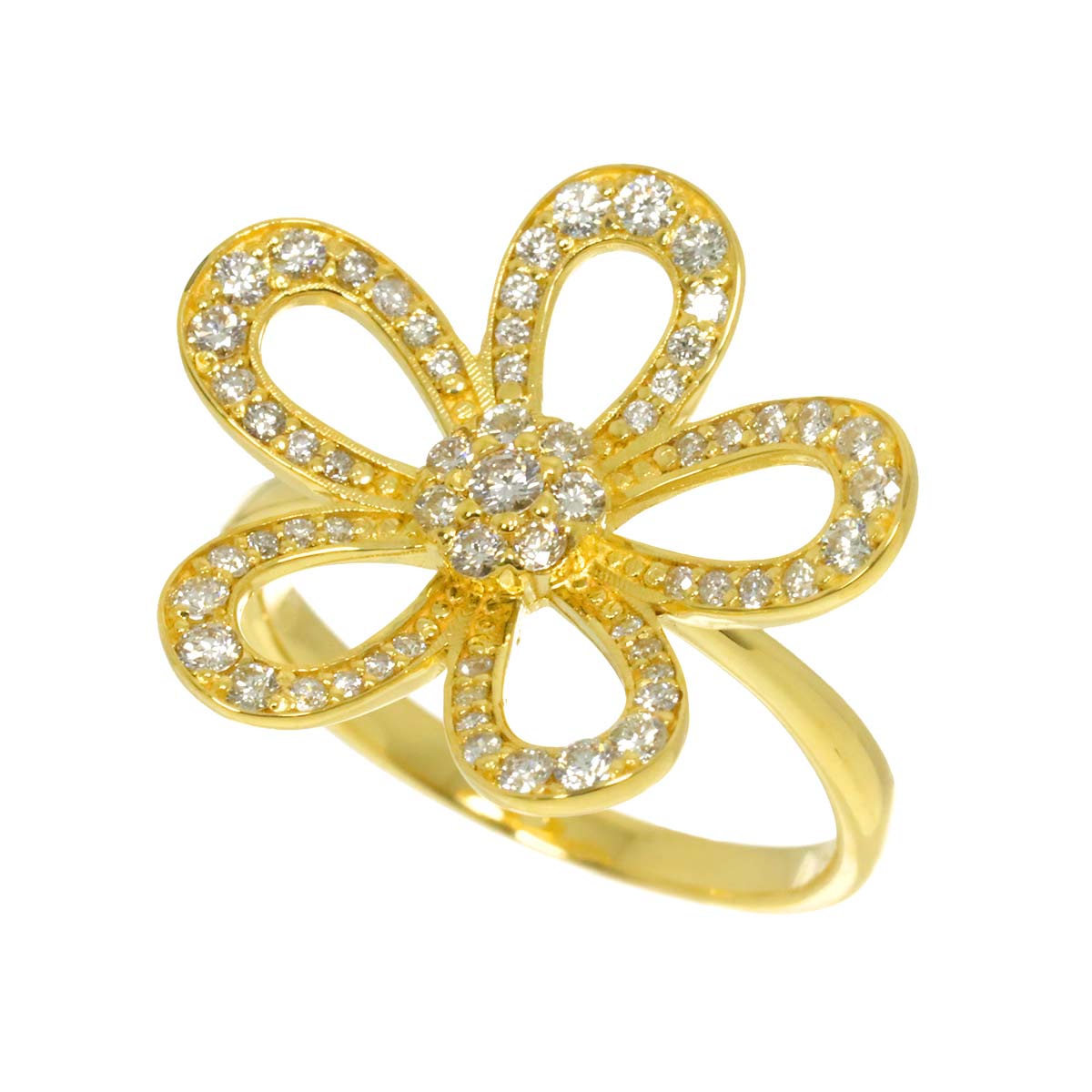 Diamond 0.55ct Ring 18K YG Yellow Gold 750 6.25-6.5(US)