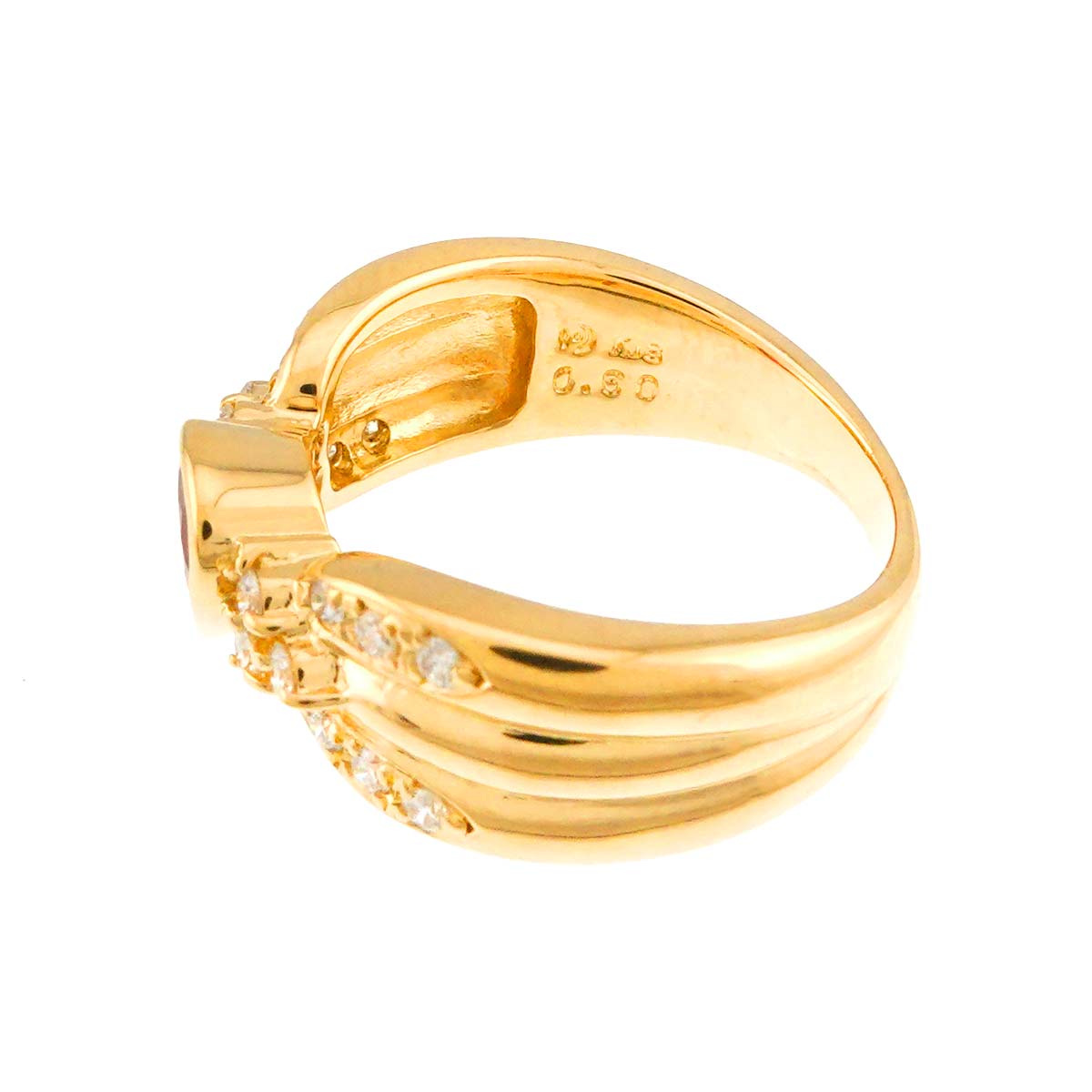 Ruby 0.60ct Diamond 0.26ct Ring 18K YG 750 size5.25-5.5(US)