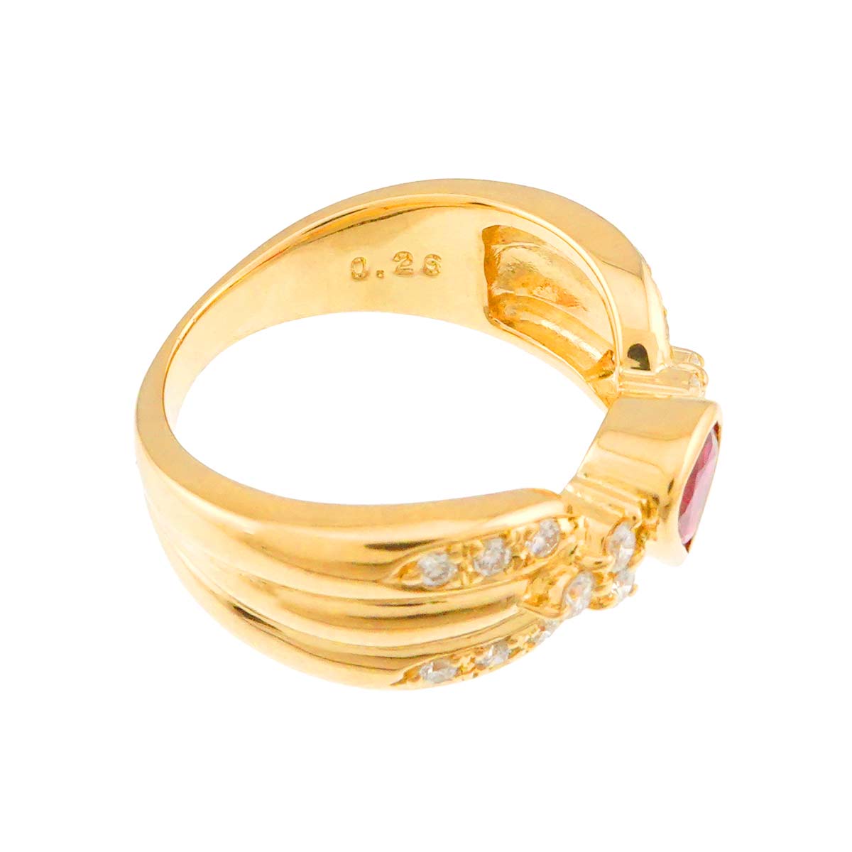 Ruby 0.60ct Diamond 0.26ct Ring 18K YG 750 size5.25-5.5(US)