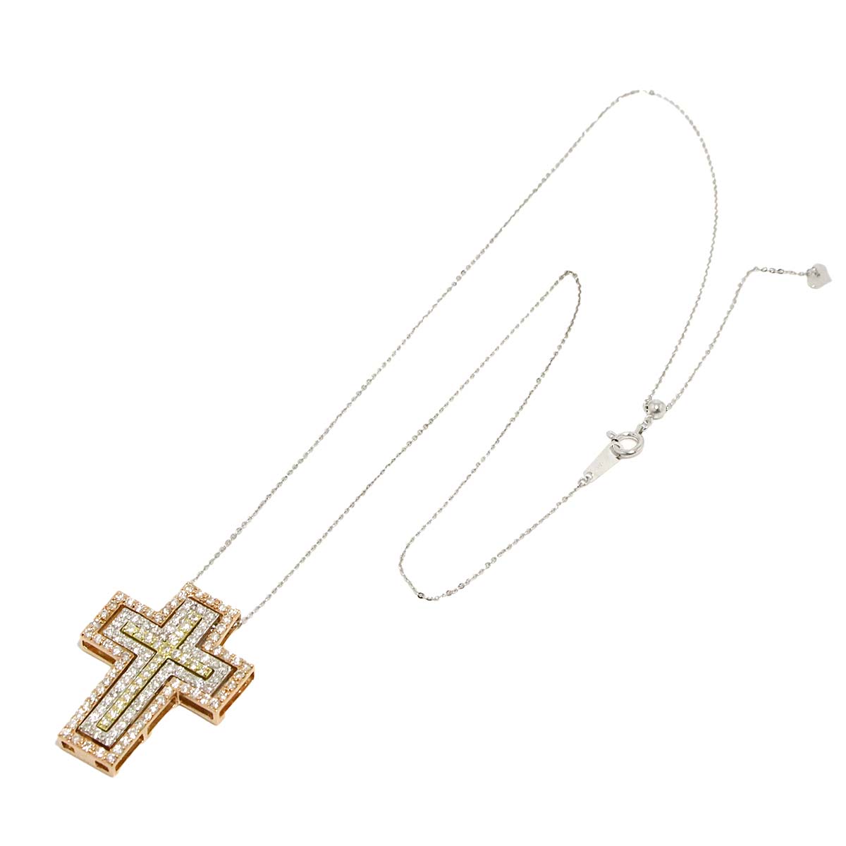 Diamond 1.90ct Necklace 18K K18 PG WG YG Pink Gold 750