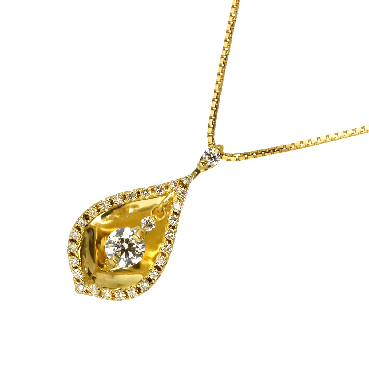 Diamond 0.209ct/0.15ct Necklace 18K YG Yellow Gold 750