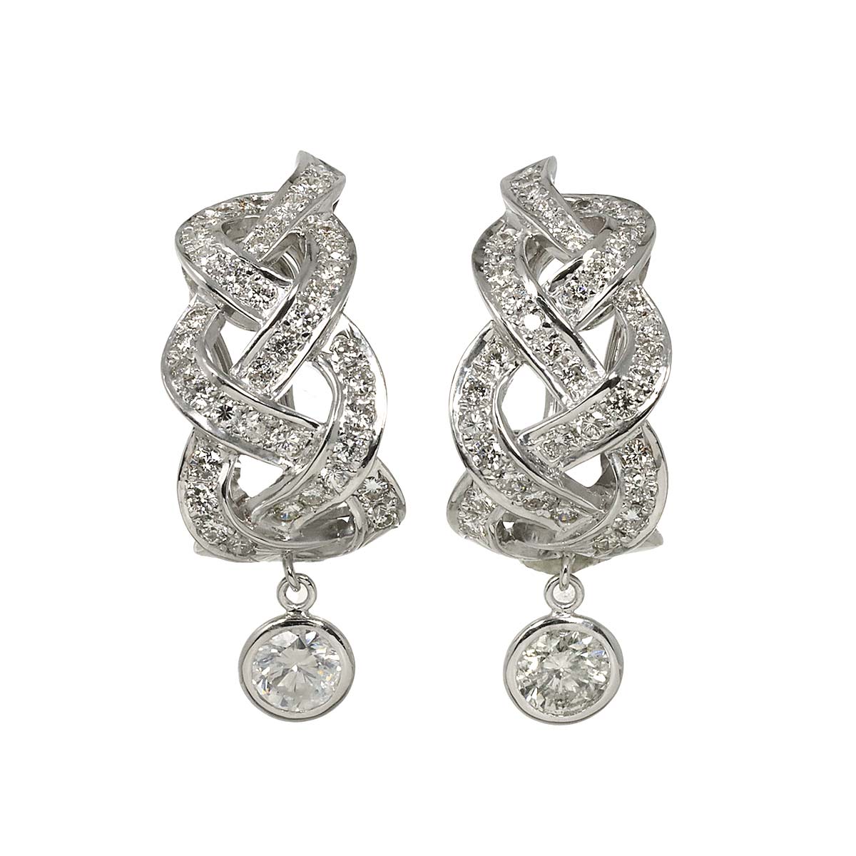 Diamond 1.41ct/1.58ct Earrings Clip-on 18K K18 WG 750